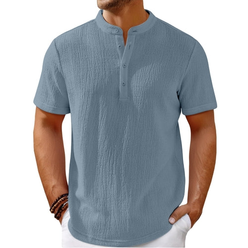 Striped Cotton-Linen Henley β Haute Edition 25