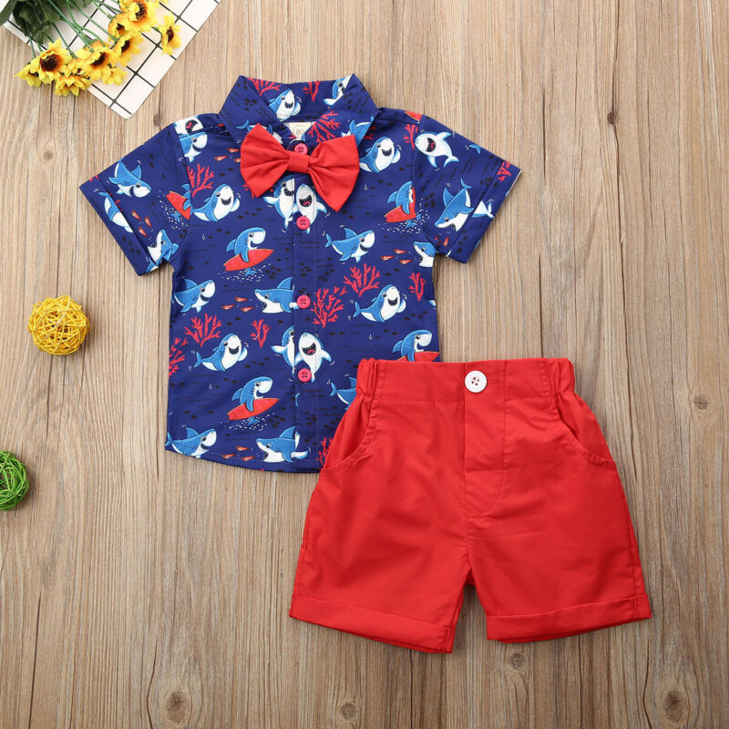 Xmas Infant Kid Baby Boys Clothes Sets Cartoon