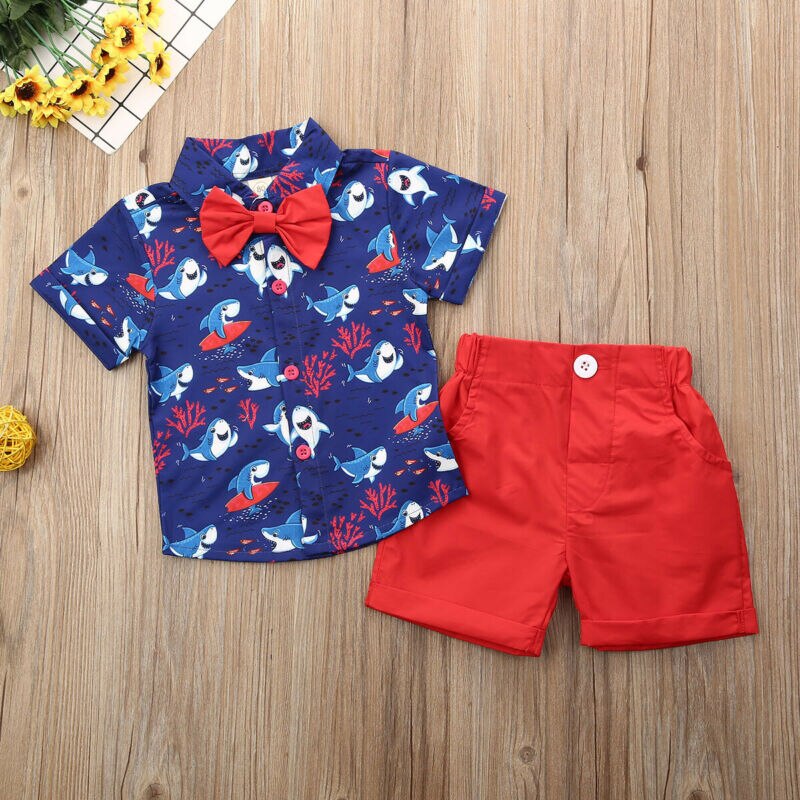 Xmas Infant Kid Baby Boys Clothes Sets Cartoon
