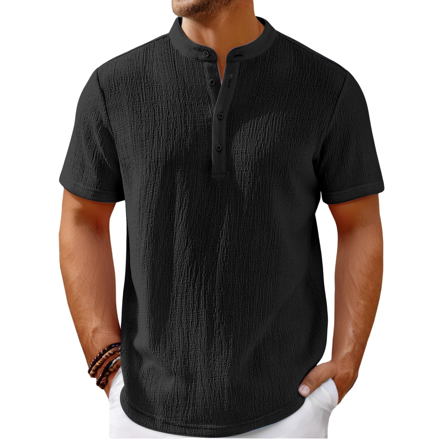 Striped Cotton-Linen Henley β Haute Edition 25