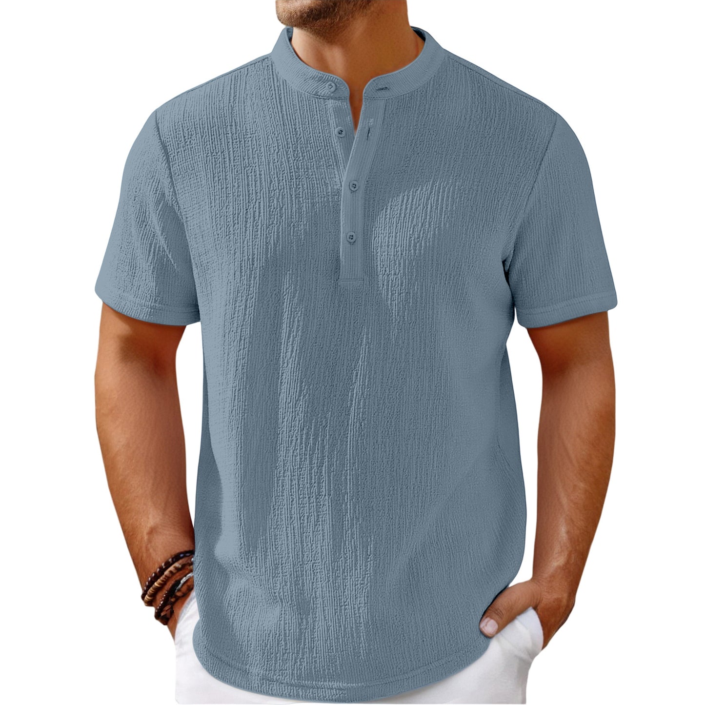 Striped Cotton-Linen Henley β Haute Edition 25