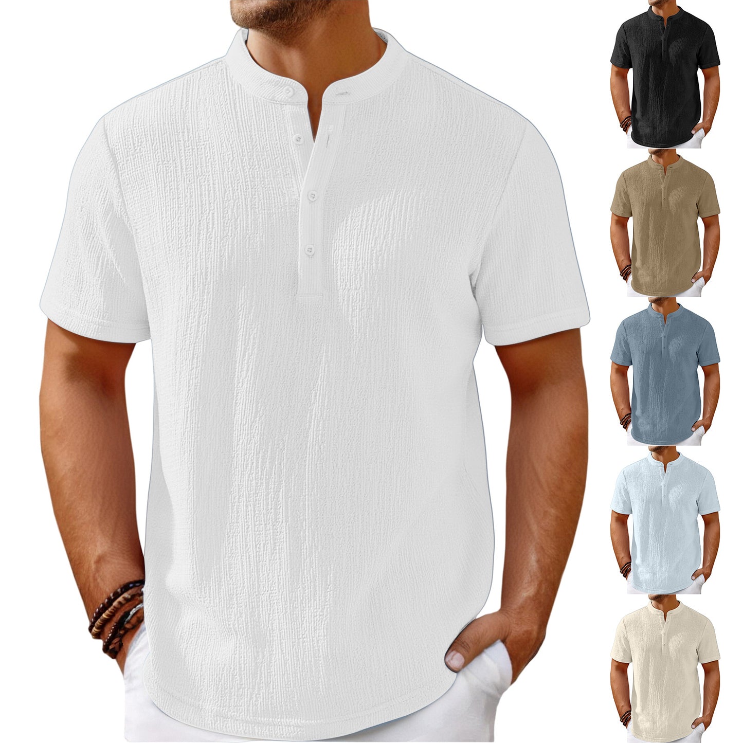 Striped Cotton-Linen Henley β Haute Edition 25
