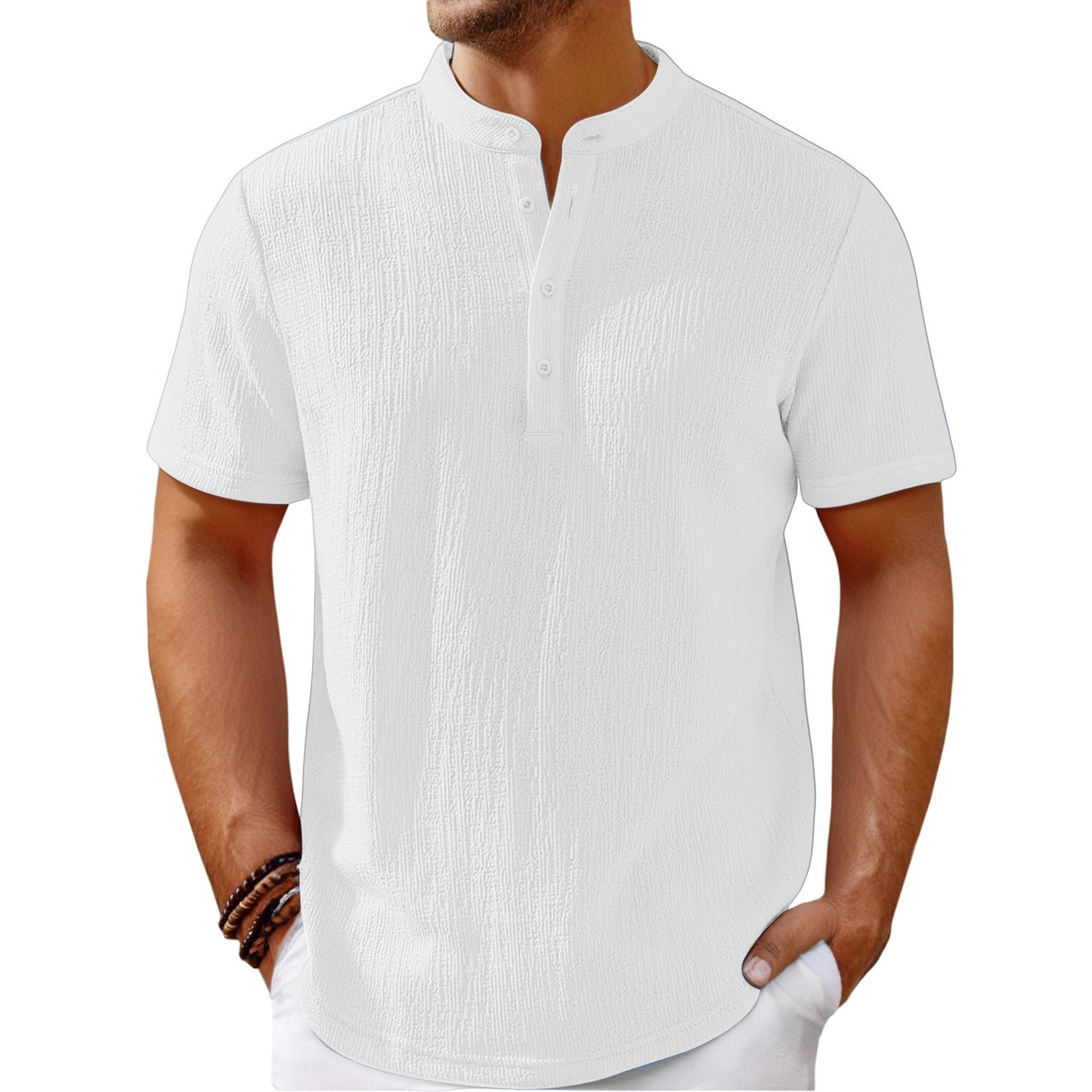 Striped Cotton-Linen Henley β Haute Edition 25