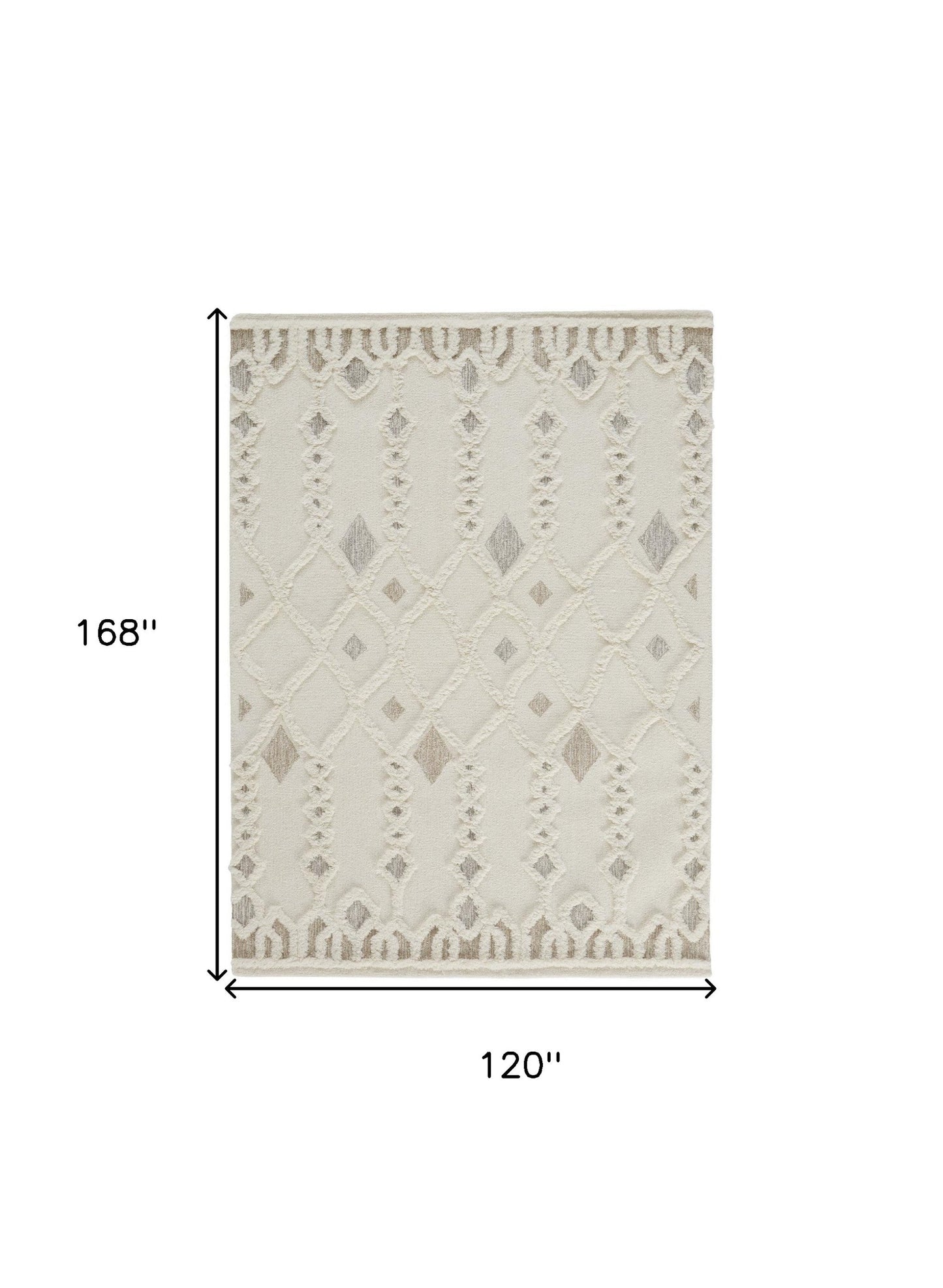 4' X 6' Ivory Tan And Silver Wool Geometric Tufted Handmade Stain