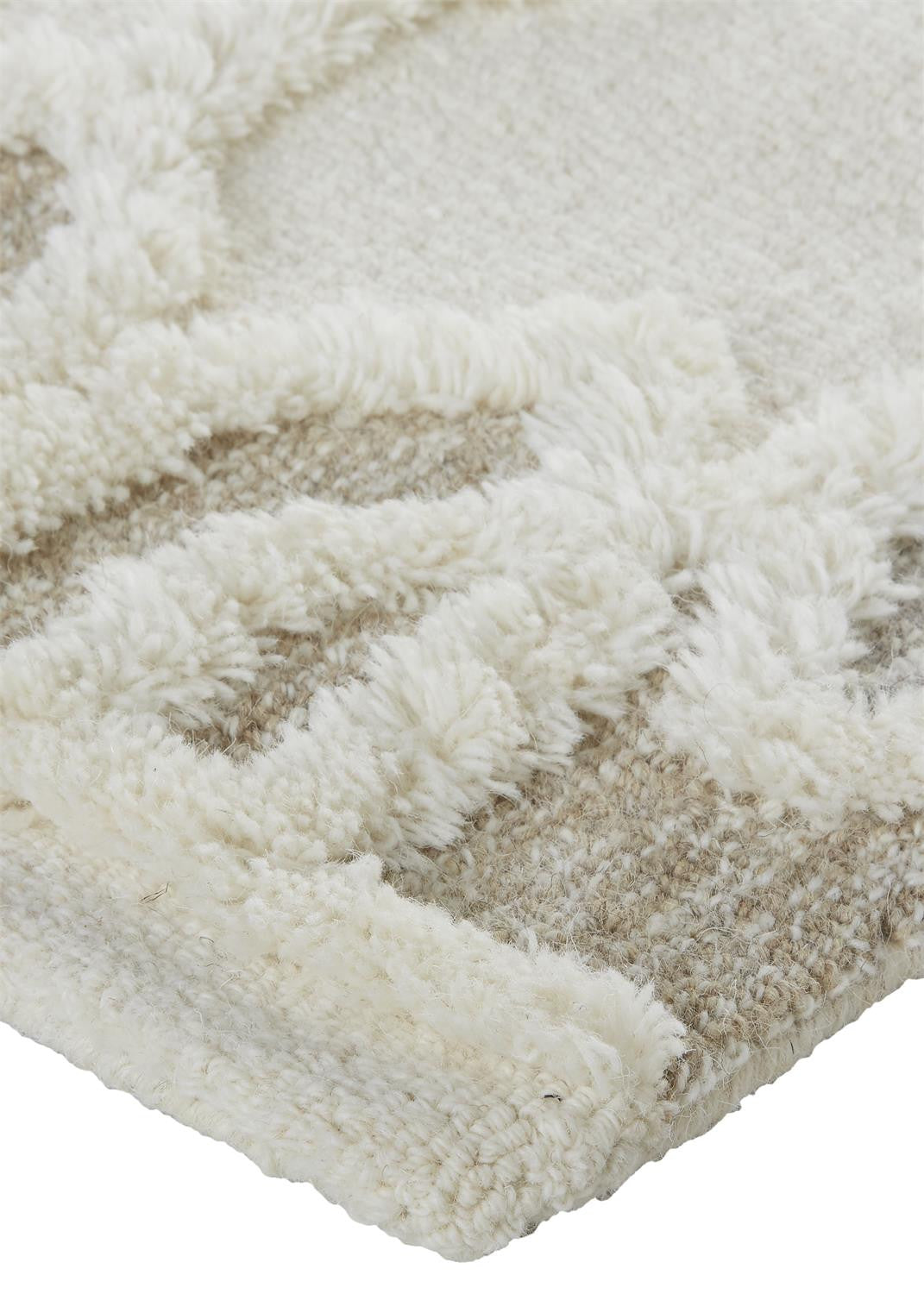 4' X 6' Ivory Tan And Silver Wool Geometric Tufted Handmade Stain