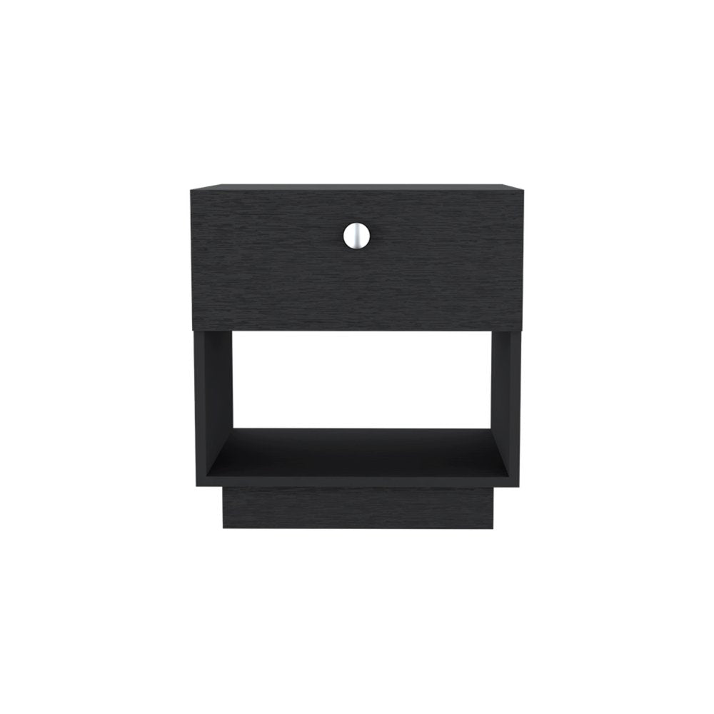 20" Black Wood One Drawer Nightstand
