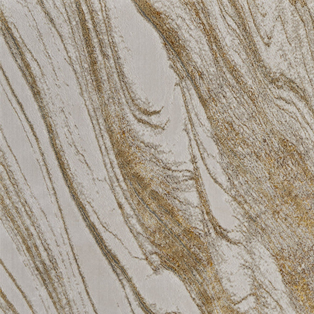 4' X 6' Ivory Brown and Gold Abstract Power Loom Area Rug