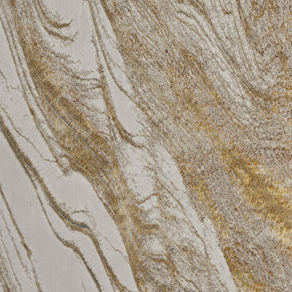4' X 6' Ivory Brown and Gold Abstract Power Loom Area Rug