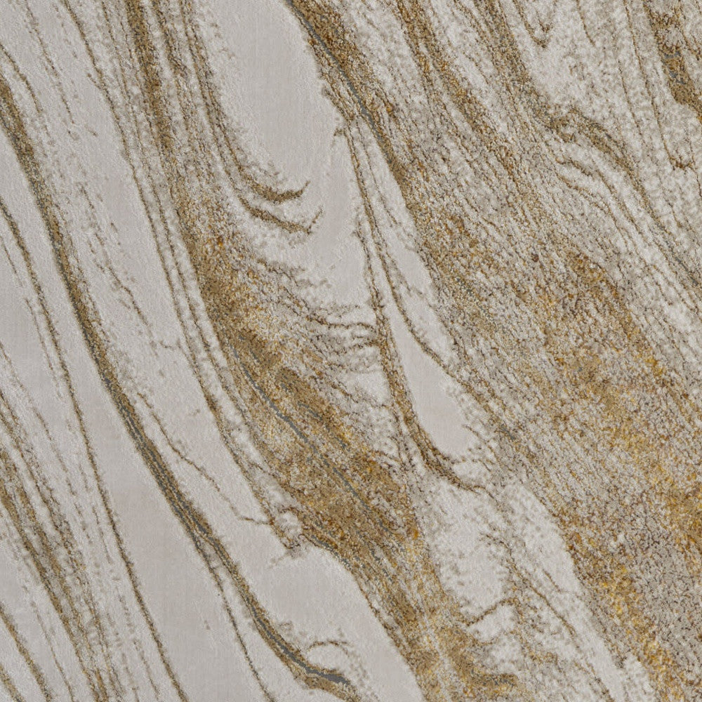 4' X 6' Ivory Brown and Gold Abstract Power Loom Area Rug