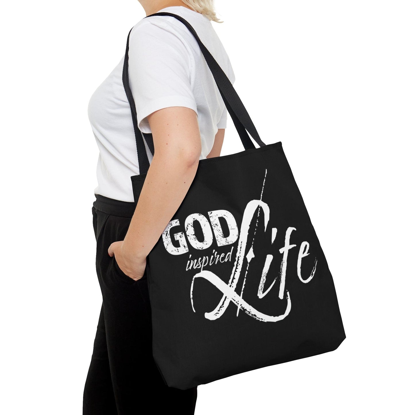 Large Tote Bag God Inspired Life Inspirational Quote Bible Affirmation