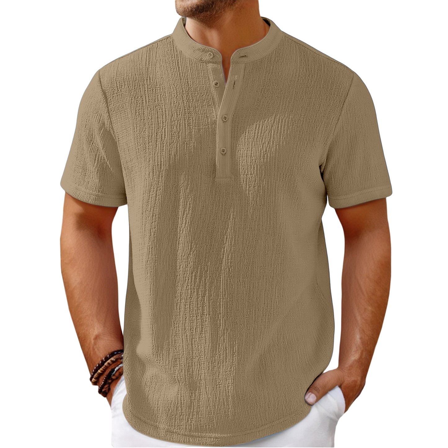 Striped Cotton-Linen Henley – Haute Edition 25