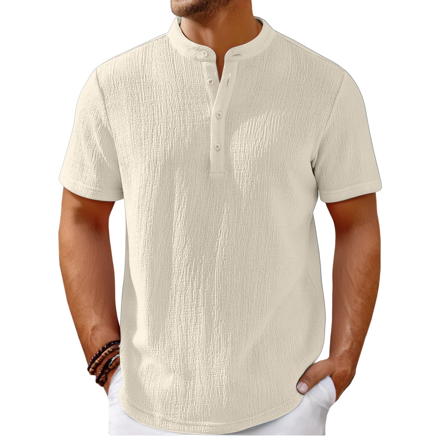 Striped Cotton-Linen Henley – Haute Edition 25